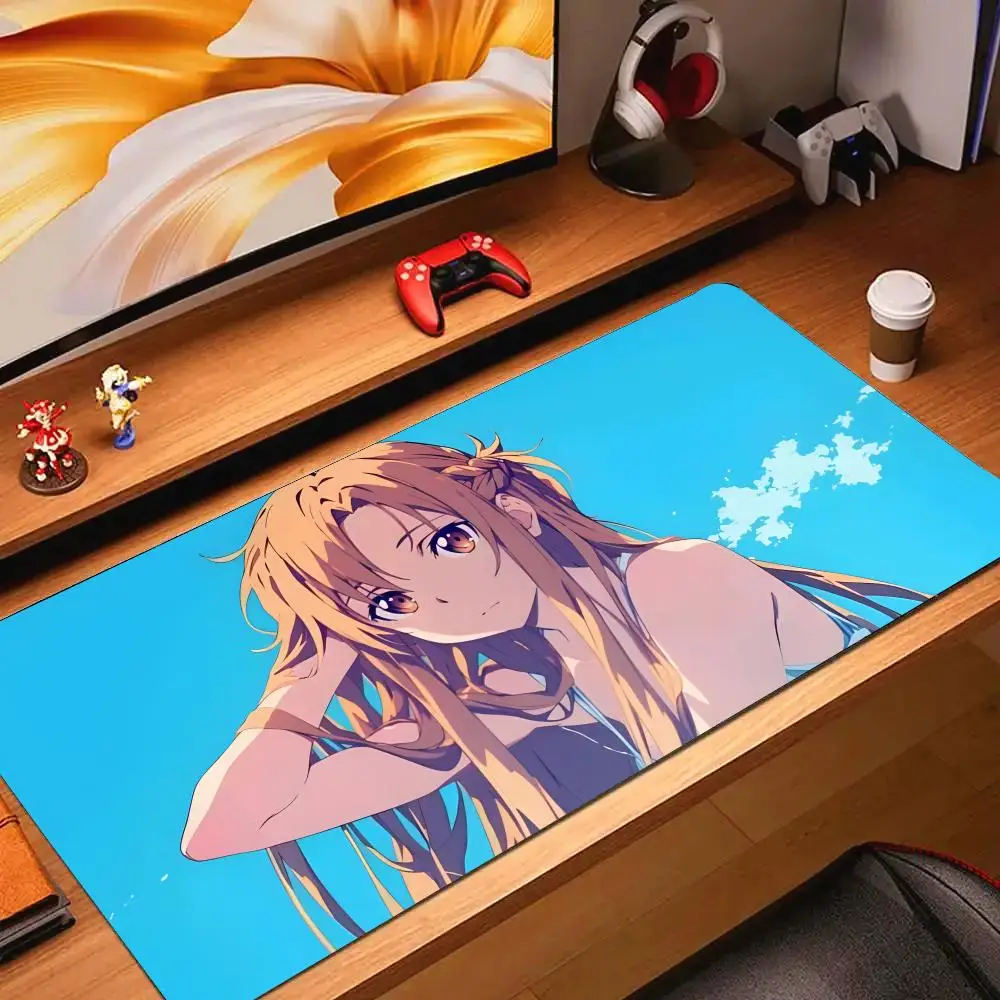 

Коврик для мыши Anime Sword Art Online Asuna, большой игровой коврик для мыши с прошитыми краями, утолщенный, для компьютерной клавиатуры и стола