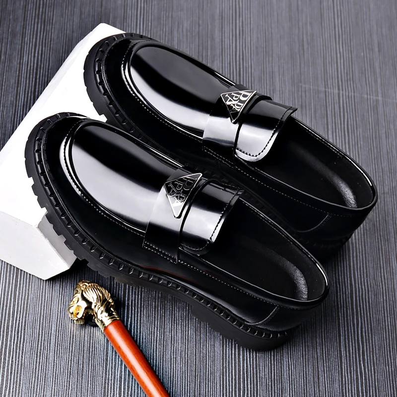 

Leather Shoes Made of Genuine for Men Breathable and Height Lazy People Tassels Thick Soles High-end Foreign Trade Doudou Lefu