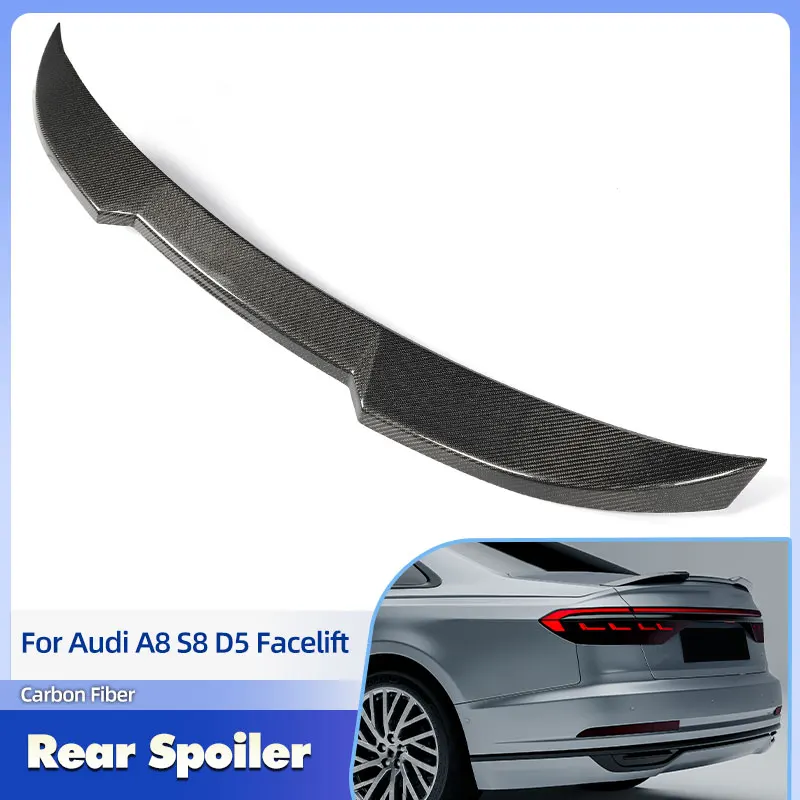 

Car Rear Trunk Spoiler Wings Full Carbon Fiber for Audi A8 S8 D5 Facelift Sedan 2021-2026 Racing Rear Spoiler Wing Lip Body Kit