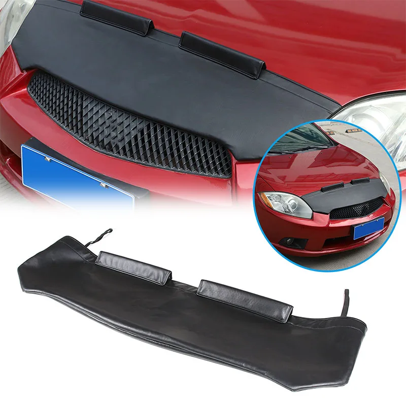 For Mitsubishi Ecolis 2006-2011 Car Hood Sand and Stone Deflector Protection Cover Black Leather Exterior Accessories