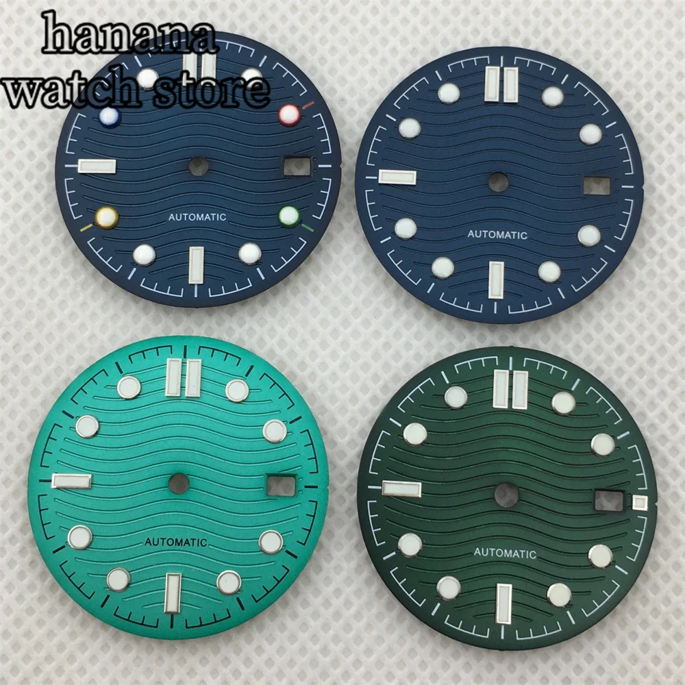 Mostrador luminoso bliger para movimento, 31mm, preto, branco, azul, cinza, verde, nh35, nh36