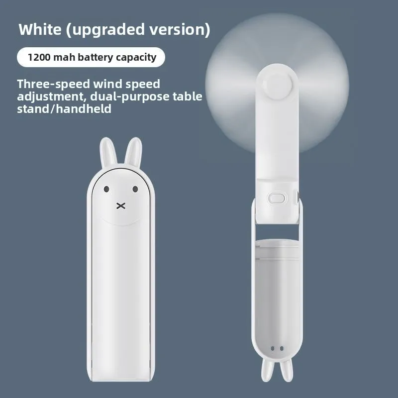 Cartoon Rabbit Mini Handheld Fan, USB Rechargeable 3 Speed Foldable Fan, Personal Cooling Fan for Office Dorm Travel