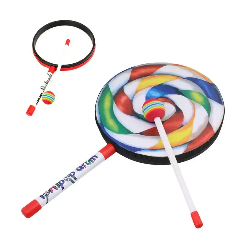 Lollipop Hand Drum 6 Inch / 8 Inch / 10 Inch Percussion Instruments Colorful Dance Props Infant Musical Toys Teaching Aids