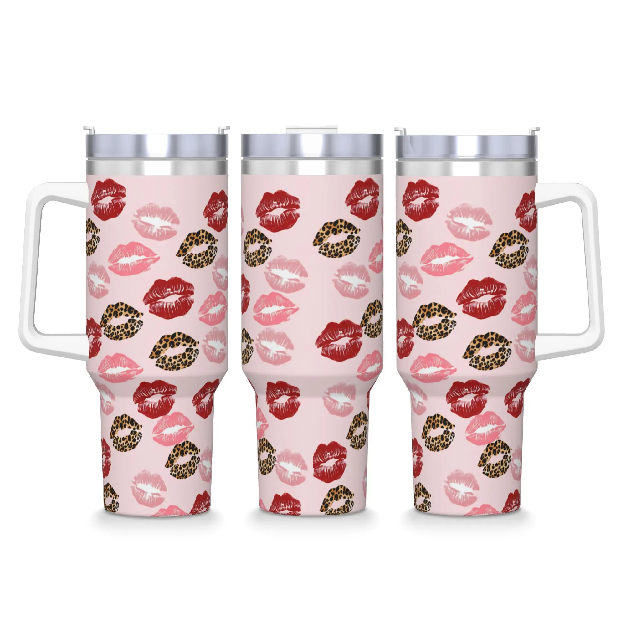 Stainless Steel Tumbler Leopard & Card Print Coffee Mug  Keep Heat Cold and Hot Mugs Cup Driving Custom Water Bottle