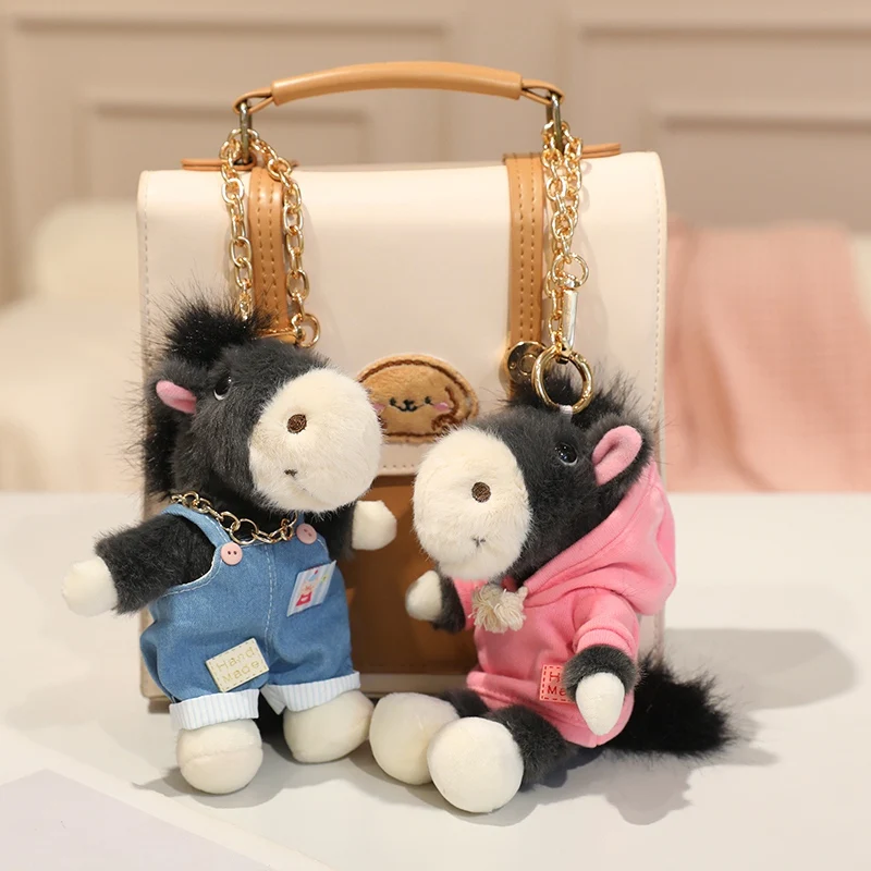 Creative Exquisite Pony Pendant Backpack Decor Cool Stylish Motorcycle Pony Plush Toy 16cm Motorcycle Pony Wearing Clothes Doll