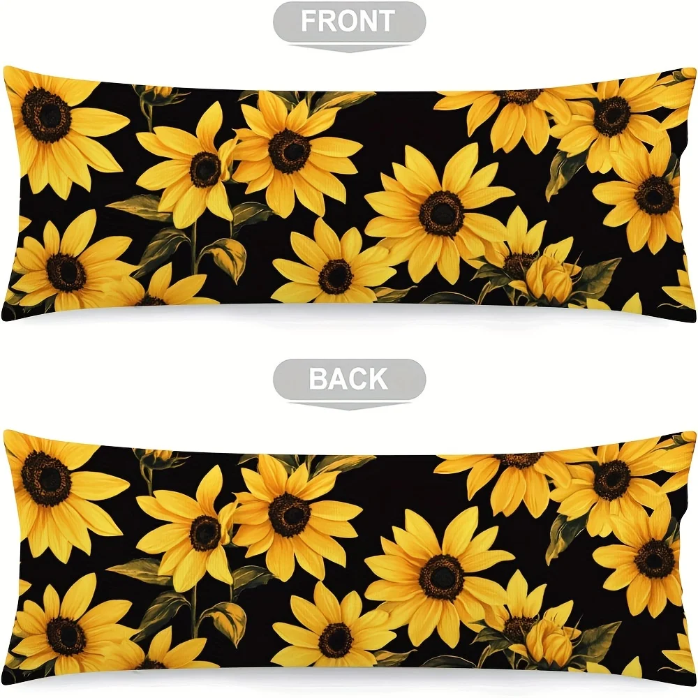 1pc Sunflower Body Pillowcase, Double-Sided Print, Polyester, Autumn Harvest Farmhouse Decor, Accent for Sofa Couch Car, Pillow