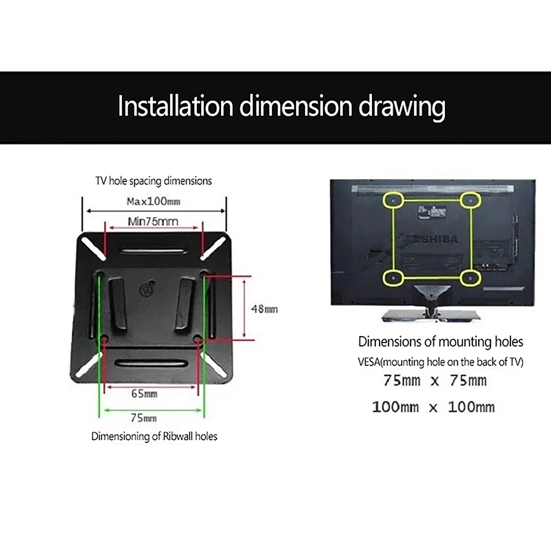 1Pcs Saving Space 14-24 Inch TV Mount Wall-mounted Snap Fastener Flat Panel Bracket Metal TV Holder LCD LED Monitor TV Frame