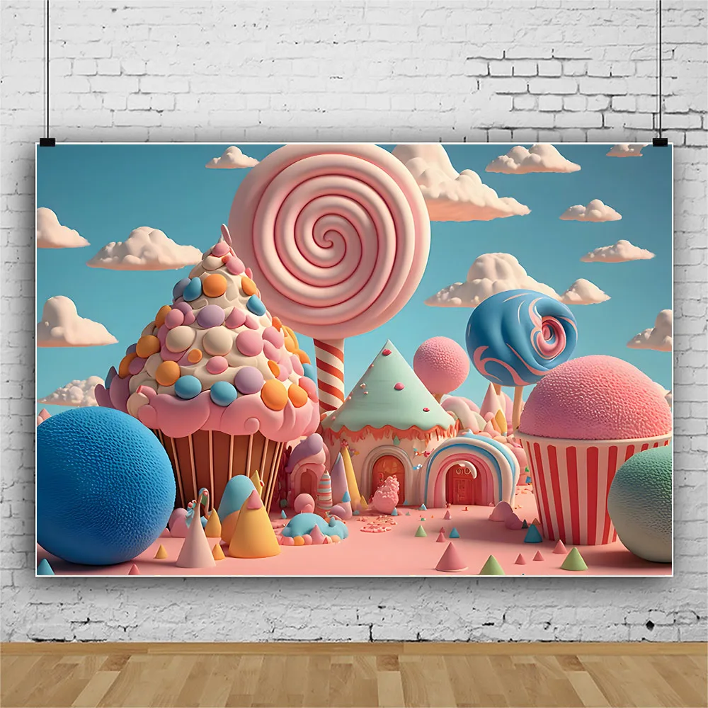 Photography Background Sweets Lollipop Candy House Candyland Girl Birthday Party Portrait Decor Photo Backdrop Studio