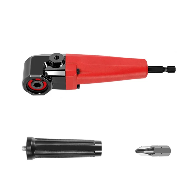 

90° Right Angle Extension Driver Drilling Angle Adapter Screwdriver Hex Wrench Drill Bit Socket Holder Power Tool-Red