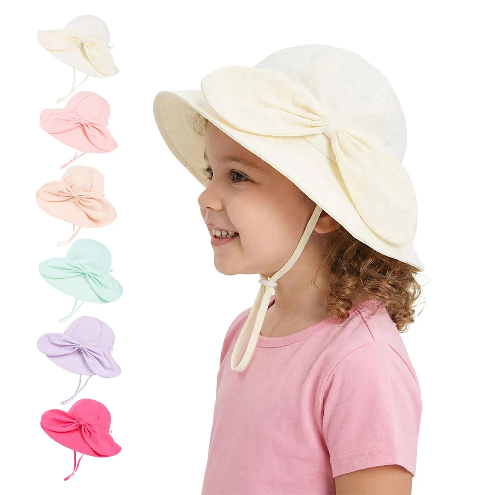 

New Panama Summer Big Brim Bowknot Baby Sun Hat for Girls Beach Sun Cap Autumn Kids Fisherman's Cap Outdoor Baby Bucket Hat