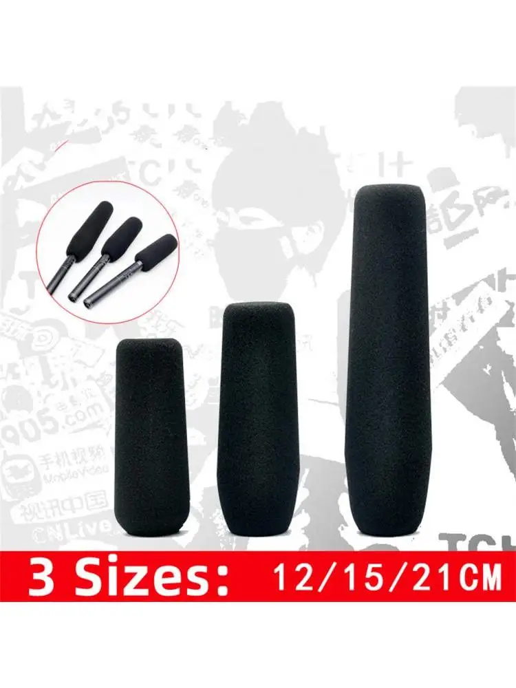 Housse de protection pour micro, pare-brise en mousse éponge pour micro, longue caméra d'interview, micro noir 12cm 15cm 22cm