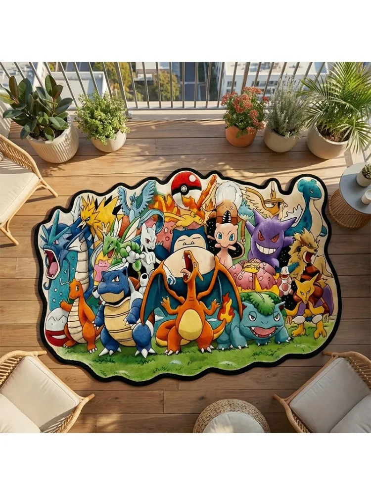 Tapis Pokémon Charizard Gengar Snorlax en polyester, tapis mignon antidérapant, tapis de jeu doux pour la salle de jeu, la chambre d'enfant, le salon, décoration