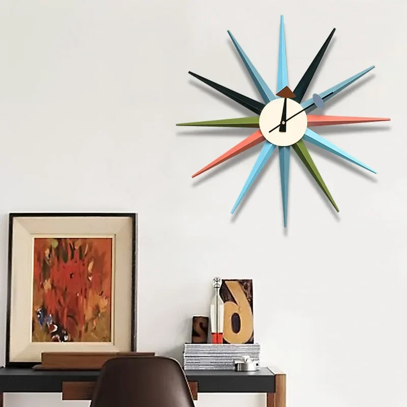 Modern Sun Rays Wall Clock - Creative Contemporary Design, Mute Digital Timepiece, Living Room Home Decoration Accessory, Stylis