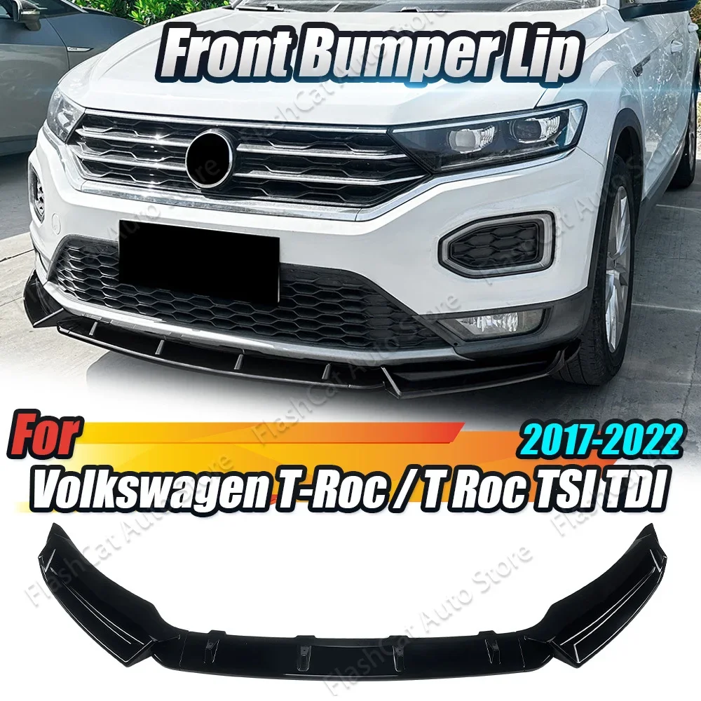For T-POC Standard Front Bumper Lower Diffuser Lip Spoiler Splitter Guard Body Kits For Volkswage T-Roc Standard 2018-2022