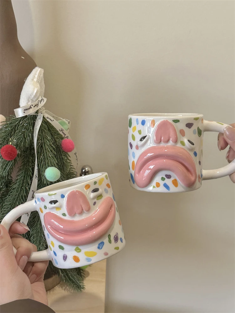 

Korean Style Cute and Quirky Ceramic Mugs, Couple Water Cups, Breakfast Coffee Cup, Home Drinking Utensils, Home Decoration,2024