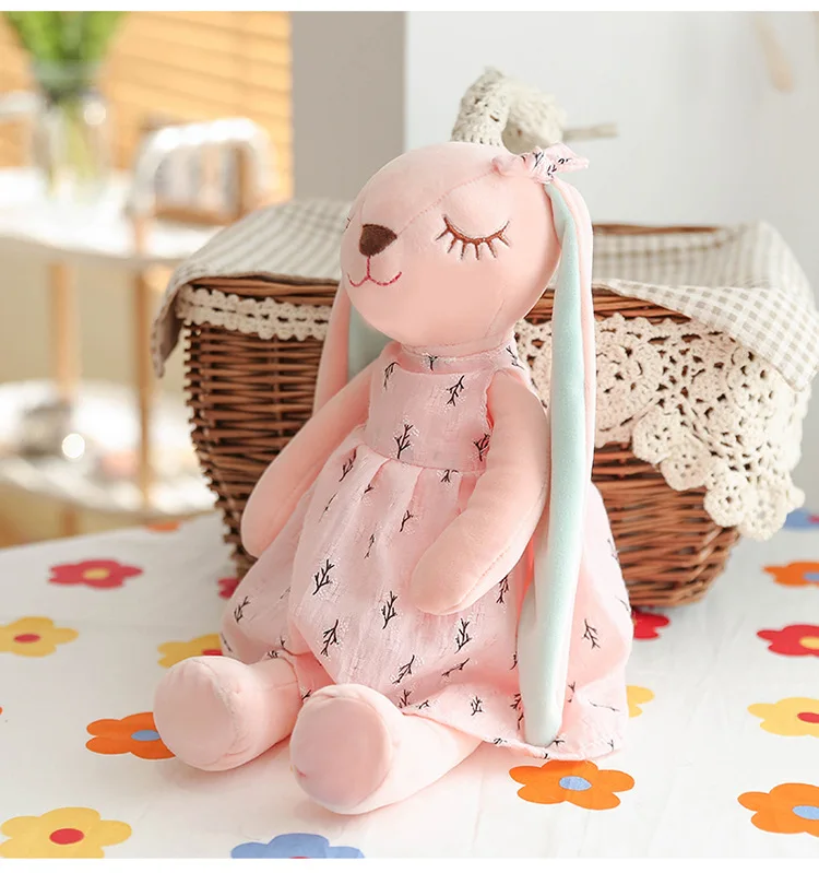 35 cm große Oster-Babyhasenfigur, rosa und blau, An'an Rabbit, beruhigende Geschenkpuppe für Kinder, Plüschtier mit superweichem Fell. – Detail 22
