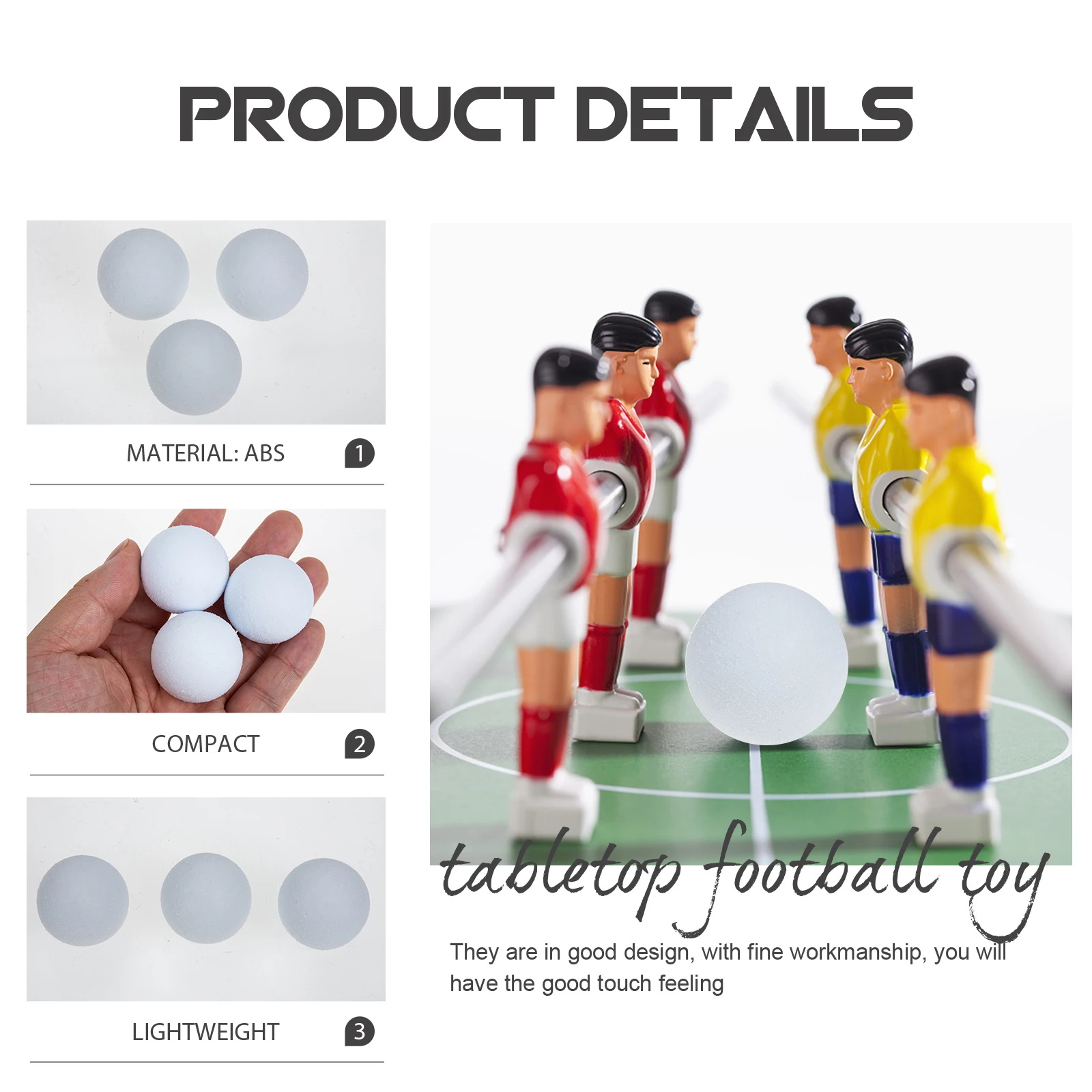 

3pcs 36mm White Fuzzy Table Soccer Mini Foosball Wear Resistant Replacement Kids Toy Lightweight Portable