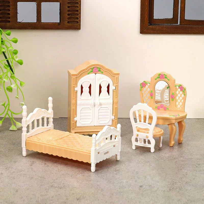 1:12 Dollhouse Miniature Simulation Wardrobe Dresser Bedroom Set Furniture Model Decor Toy Doll House Accessories
