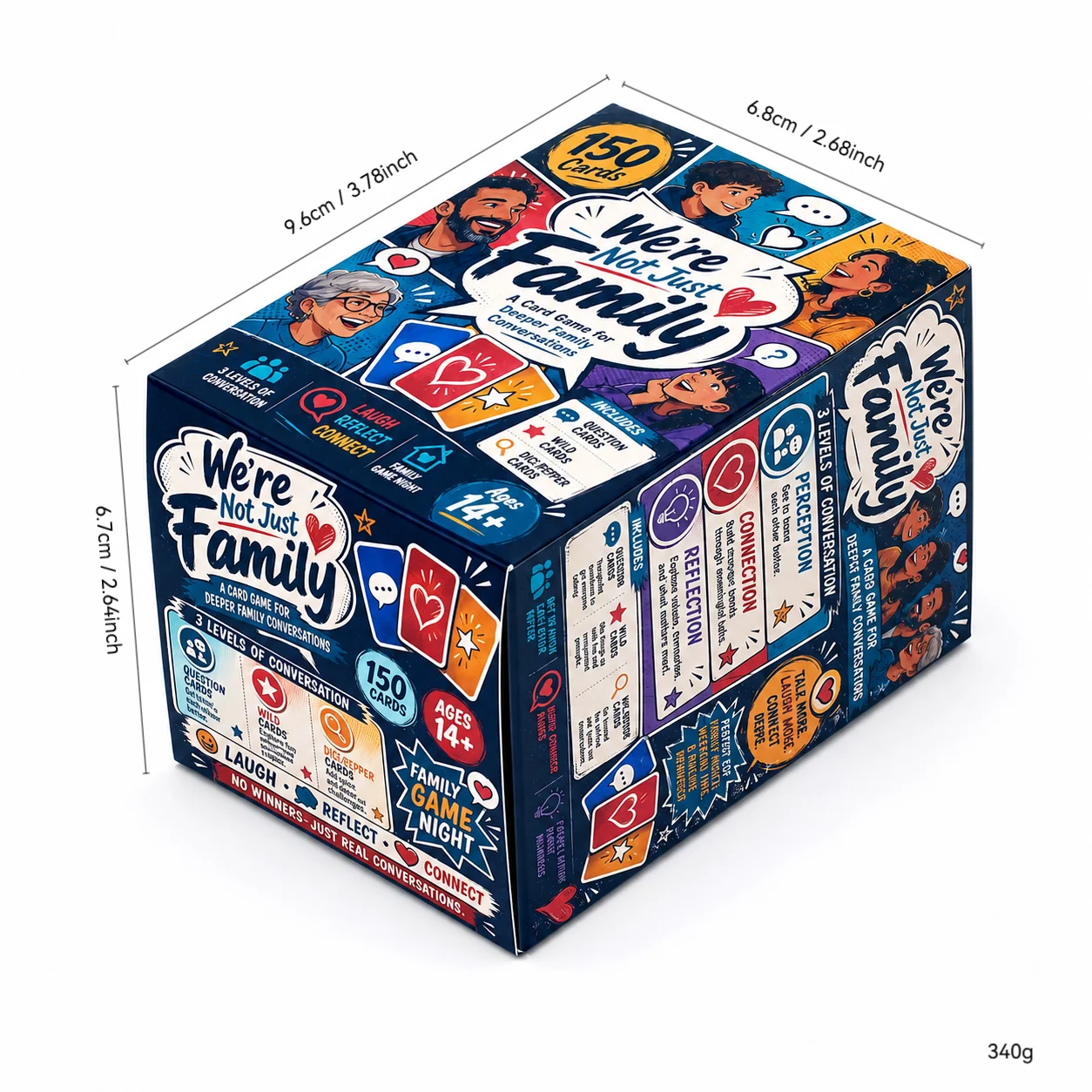 We’re Not Just Family Card Game for Meaningful Conversations 150 Question Cards Wild Cards and Dig Deeper Cards Family Conversat