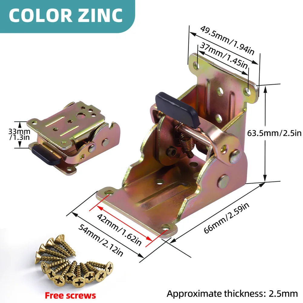 2pcs/4pcs Self-Locking Folding Hinge, Silver, Gold.90 Degree Right Angle, Thickened Steel for Table Stool Coffee Table,