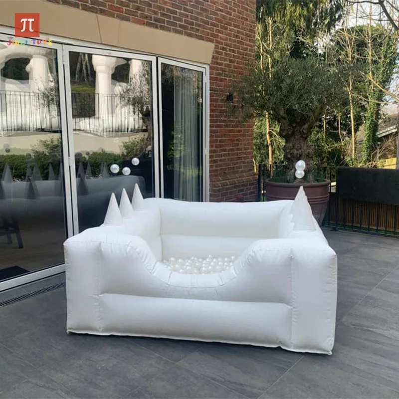 

white Kids Inflatable Ball Pit party Soft play ball pool with air jugglers along the side with Blower