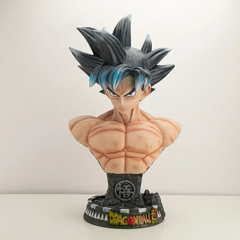 45cm Dragon Ball Goku Bust Gk Silver Hair Black Hair Extremely Free Spirit Resin Figure Toys Statue Model Collect Ornaments Gift