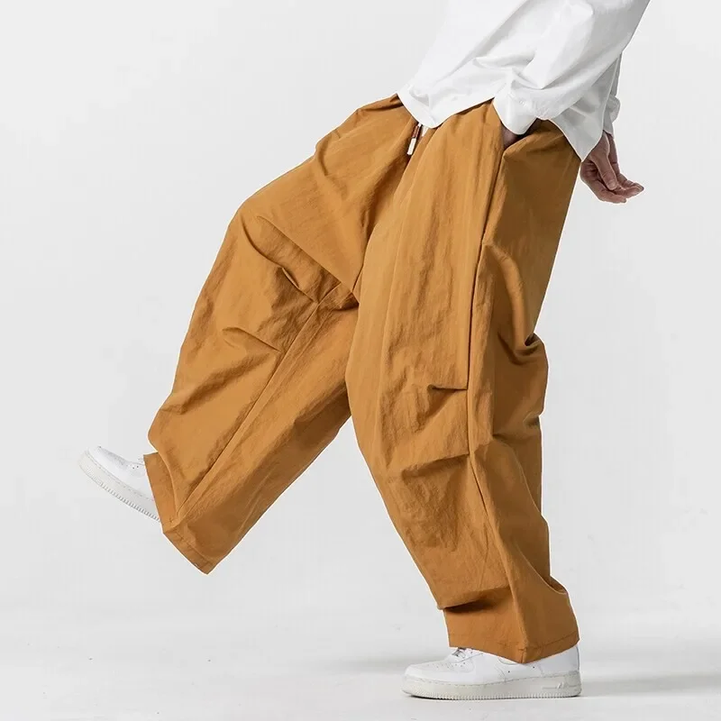 American Style Cargo Pants Men Loose Elastic Waist Wide Leg Trouser Breathable Summer Oversized Harem Casual Fashion Pants Men's - Image 2