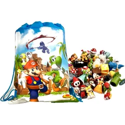 Super Mario Bros Anime Figure Kawaii Bowser Action 12pcs 24pcs 36pcs 48Pcs Figures with Storage Bag for Children Toys Gifts