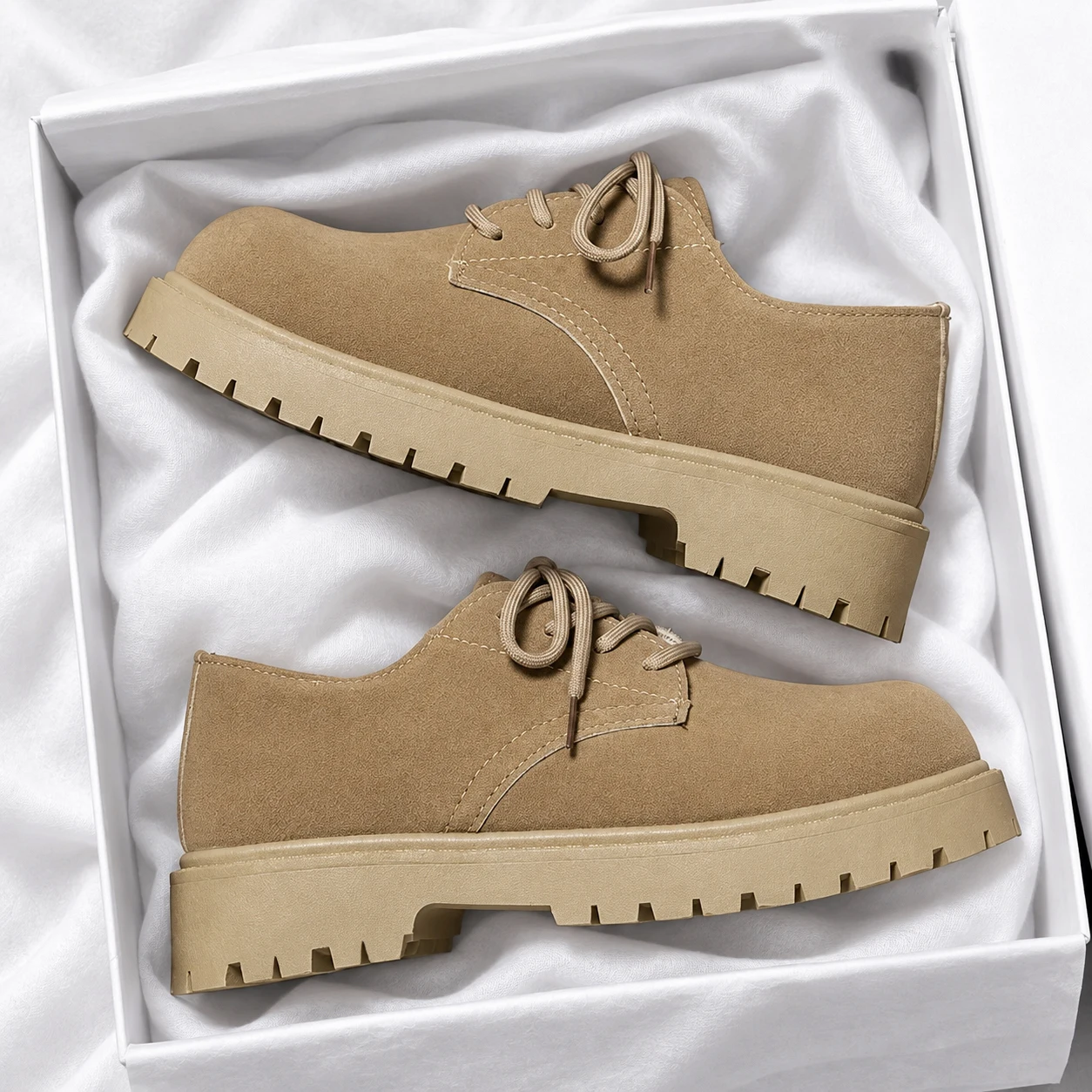 Men's Vintage Chunky Sole Casual Shoes, Lace-up Design, Fashion Round Toe Low-top Shoes