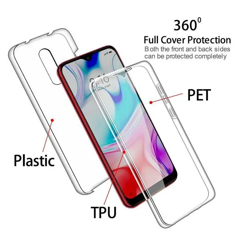 360 Double Protective Case For Xiaomi Redmi 9AT 9C 8A 7A 6A K40 6 Pro Redmi Note 10 Pro 9T 9S 8T 9Pro Full Body Shockproof Cover