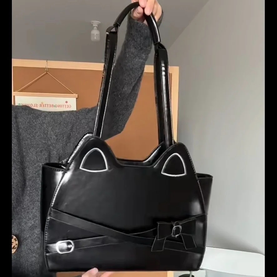 

Роскошный дизайн, сказочные кавайные ремни с бантом, женская сумка, офисная женская модная сумка на плечо с котом, элегантный рюкзак из искусственной кожи в консервативном стиле, новый