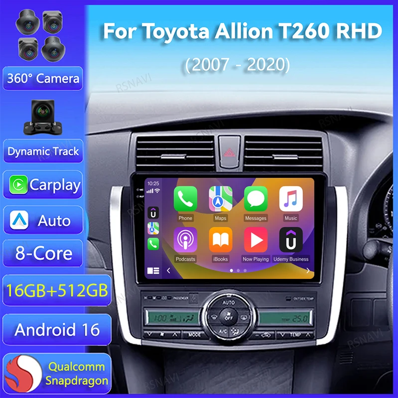 

Android 16 Carplay Auto For Toyota Allion T260 2007 - 2020 Right hand drive Car Radio Navigation GPS Video 2Din Stereo Player BT
