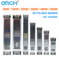 OMCH 12V 24V LED Power Supply 60W 100W 200W 300W 400W 500W Ultra Thin AC/DC Transformer LED Driver Converter for LED Strip Light