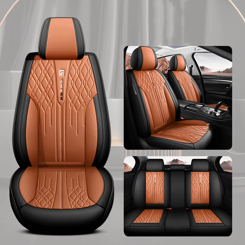 

Кожаные чехлы на автомобильные сиденья для Volkswagen Amarok Tiguan ID4 Touareg Polo 9N Audi A3 8P A7 4L, водонепроницаемые аксессуары для салона автомобиля