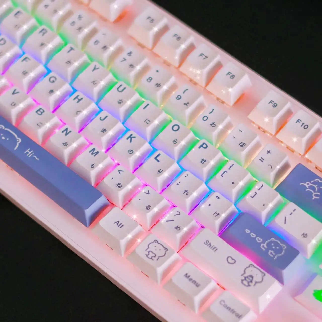 Clavier de jeu mécanique à sublimation de colorant, Keycaps, PBT mignon, profil Chreey, Ours simple bleu, 138 prédire, commutateur MX