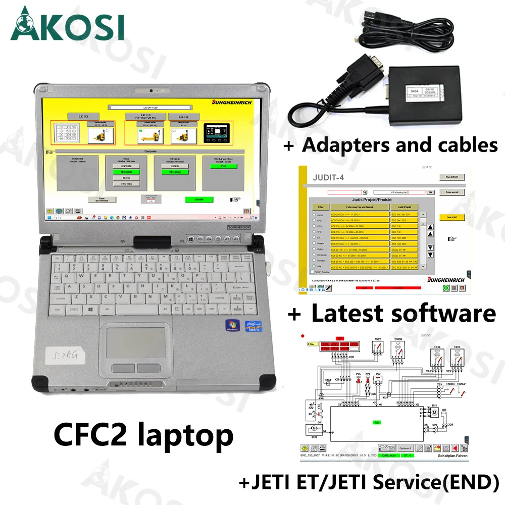 CFC2 laptop+For Jungheinrich Forklift Diagnostic kit JUDIT 4 Jungheinrich Judit box Incado Spare Parts Diesel Electric Diagnosti