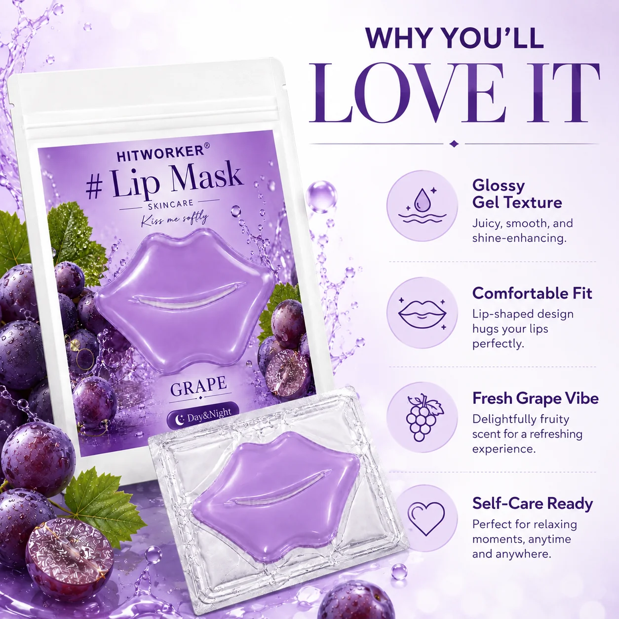 10Pcs Raspberry Lip Skincare Masks, Soft-Touch Lip Care Patches for Daily Beauty Routine, Day & Evening Self-Care and Travel