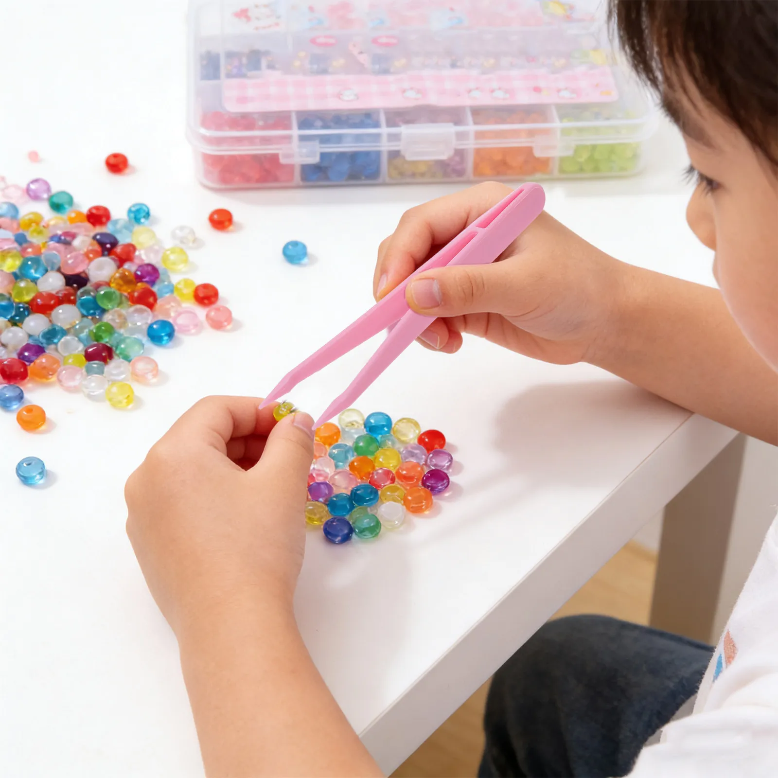 20Pcs Beads Tweezers Plastic Straight Tip Child Safe Multipurpose Crafting for Fine Motor Preschool Kindergarten Art Projects