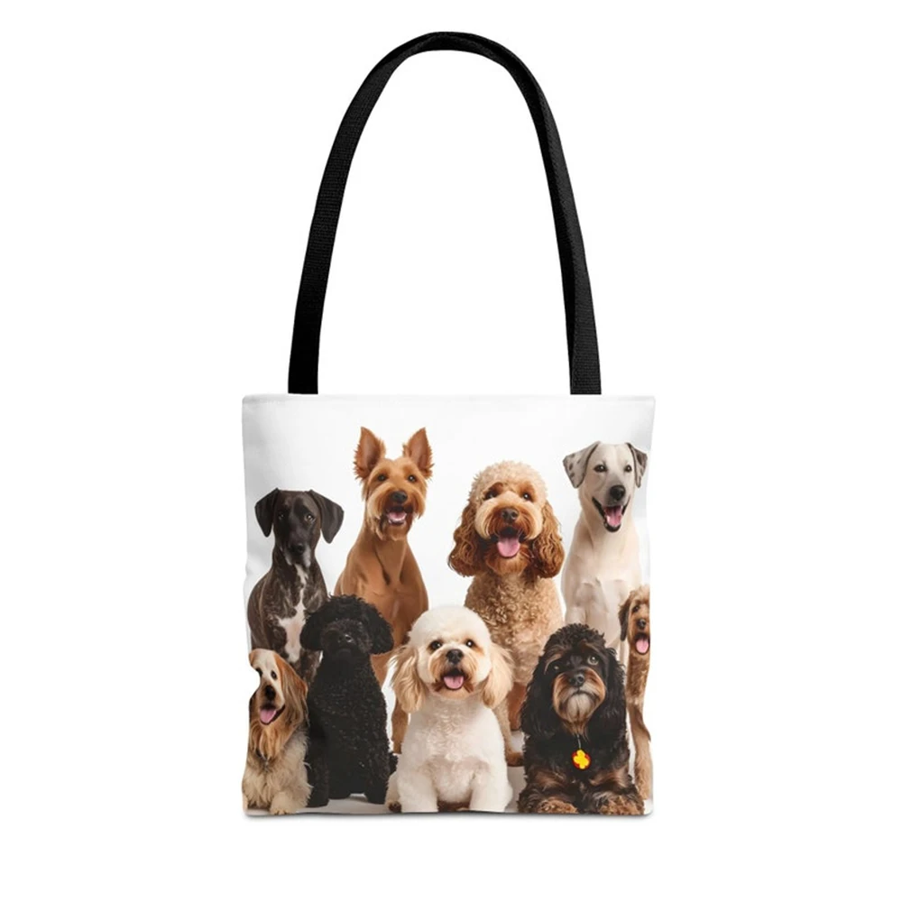 

Custom Canvas Tote Bag With Your Dog Photo Personalized Smiling Dogs Print For Dog Lover Reusable Shopping Purse Gift For Her