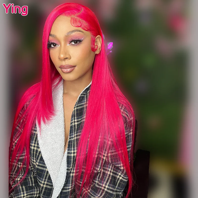 

Ying Bone Straight Rose Pink Color 13x6 Lace Frontal Wig PrePlucked 13x4 Lace Front Human Hair Wigs Peruvian Remy 613 Blonde Wig