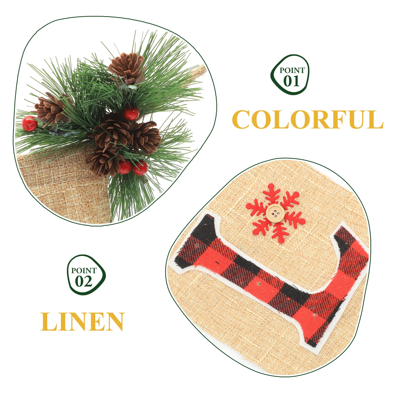 

1 Set Christmas Linen Banners Party Decor Xmas Festival Hanging Garland Light Decoration Home Wall Doorway Office Mall Use Xmas