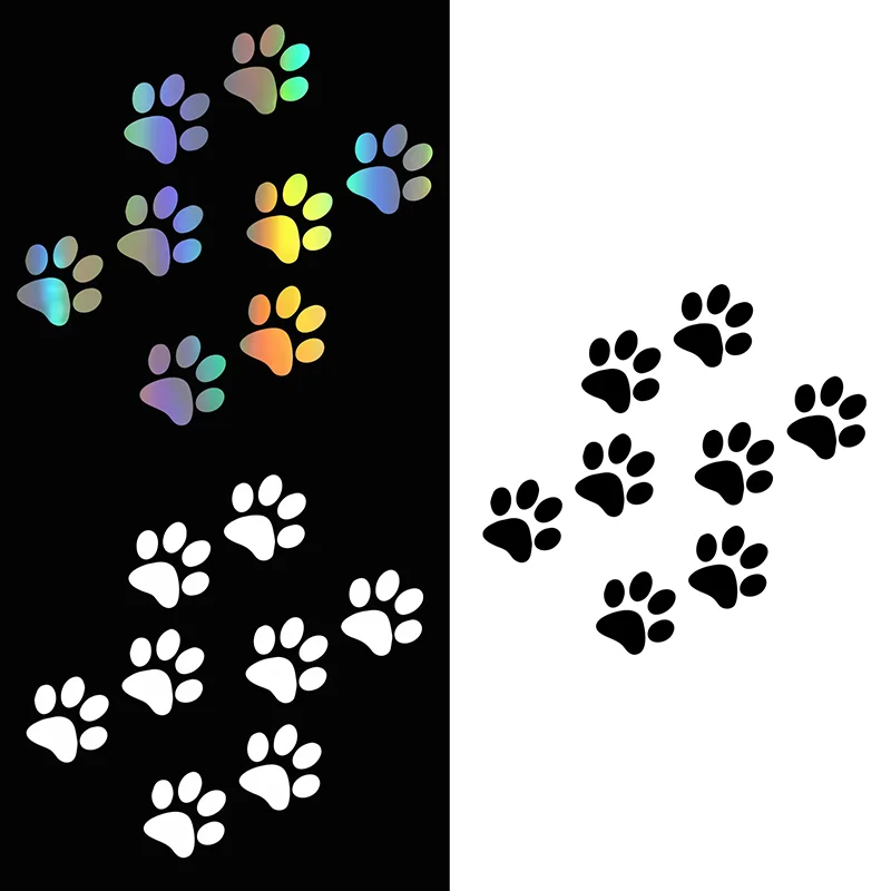 11.4x11cm Dog Cat Paw Print Funny Motorcycle Reflective Vinyl Sticker Decal Car Bumper Fuel Tank Window Rear Decal