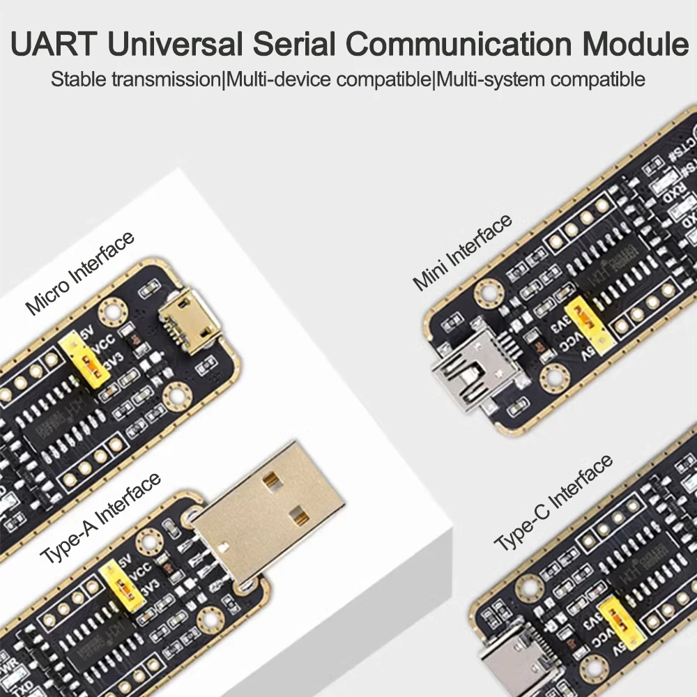 CH343G USB To UART/TTL Serial Communication Module, Micro / Mini / Type-A / Type-C Connectors, High Baud Rate Transmission