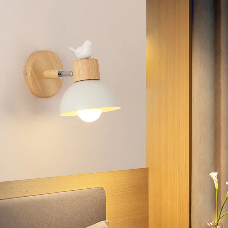 Imagem -03 - Nordic Wood Iron Led Wall Lamp Luminária Candeeiro para Quarto de Hóspedes Varanda Escadaria Quarto Cabeceira Room Decor Iluminação