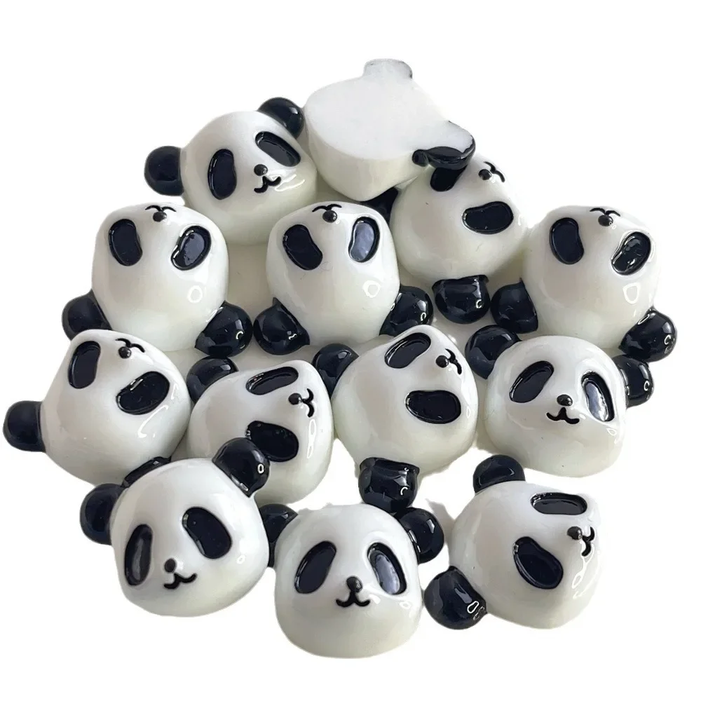 Mini Kawaii Resin Panda Miniature Figurines Flatback Cabochon DIY Charms for Scrapbooking Dollhouse Decorations Jewelry Making
