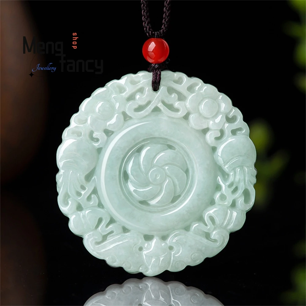 

High-Grade Natural Burmese Grade A Jade Flower Prosperity Pendant, Ice-Type Jade Pendant, Women's Style Pendant Fashion Jewelry