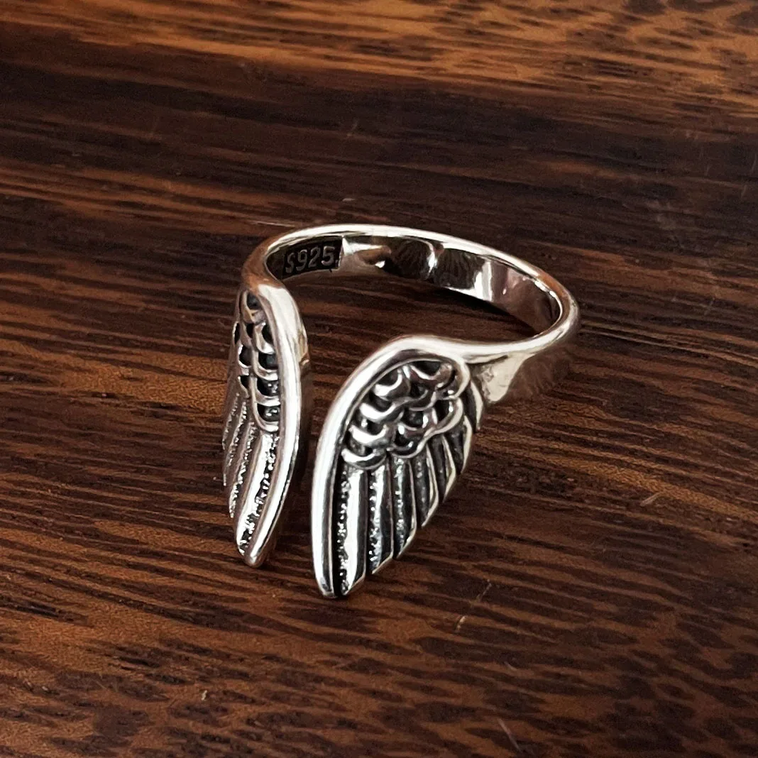 925 Sterling Zilveren Ringen Voor Vrouwen Mannen Fijne Sieraden Vinger Verstelbare Open Vleugel Vorm Ring Voor Feest Verjaardagscadeau