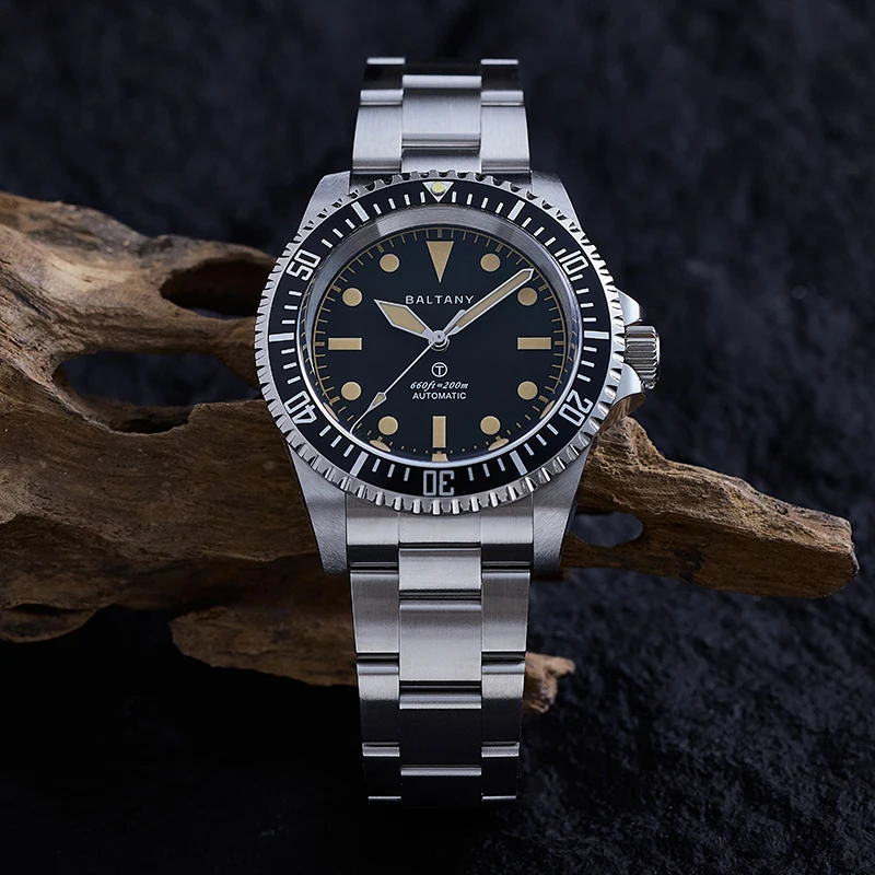 Baltany 39 مللي متر ساعة الغوص رجل S3075 MilSubmariner Homage ساعة 20Bar مقاوم للماء سوار الفولاذ المقاوم للصدأ NH38 ساعة رياضية أوتوماتيكية