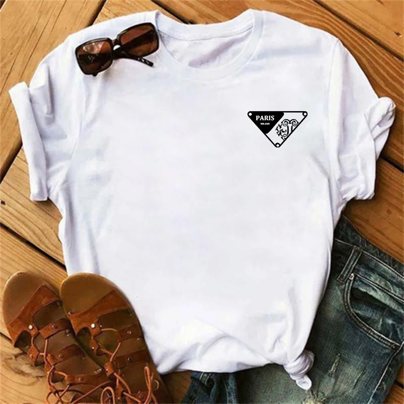 2025 Women Hot Sale Brand Printed T-Shirt Fashion Casual Letter Pattern Top Summer Short Sleeved Loose Fitting Men Cotton Unisex