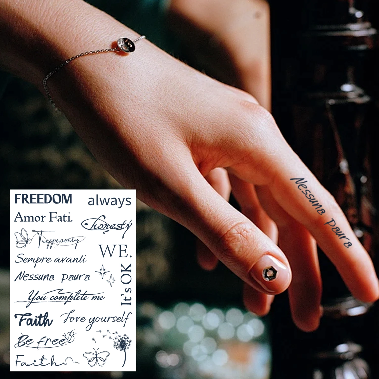 وشم شبه دائم، وشم مؤقت بحروف فنية إنجليزية، مقاوم للماء والعرق - أسبوعين #4